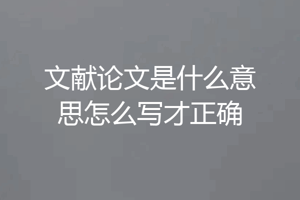 文献论文是什么意思怎么写才正确