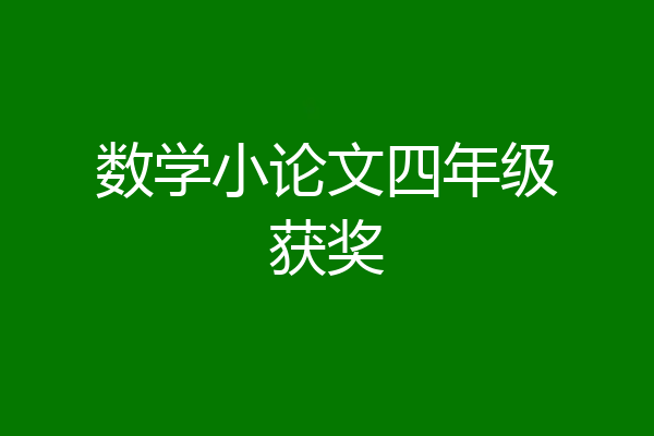 数学小论文四年级获奖