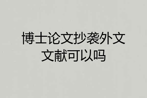 博士论文抄袭外文文献可以吗