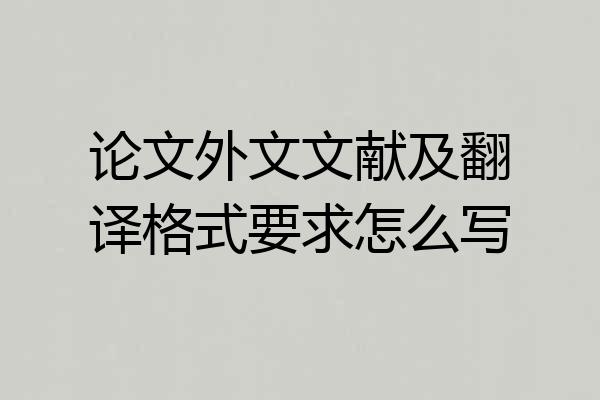 论文外文文献及翻译格式要求怎么写