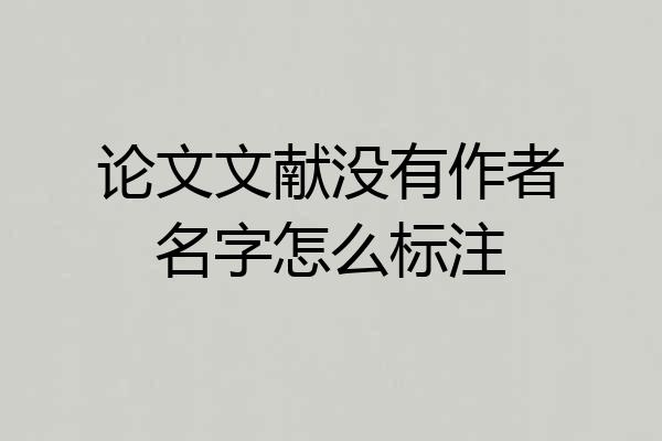 论文文献没有作者名字怎么标注