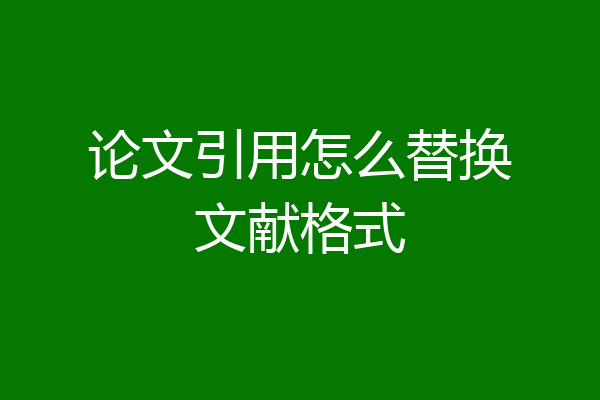 论文引用怎么替换文献格式