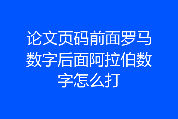 论文页码前面罗马数字后面阿拉伯数字怎么打