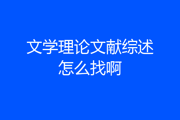 文学理论文献综述怎么找啊