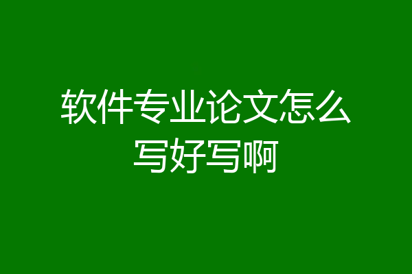 软件专业论文怎么写好写啊