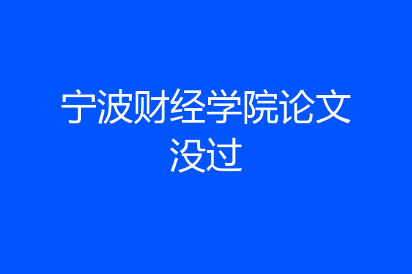 宁波财经学院论文没过