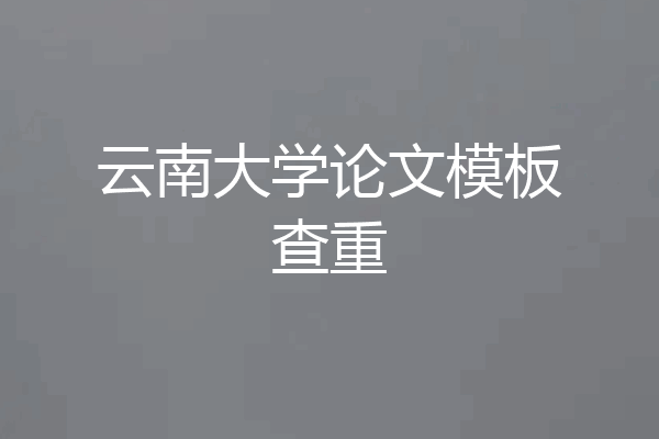 云南大学论文模板查重