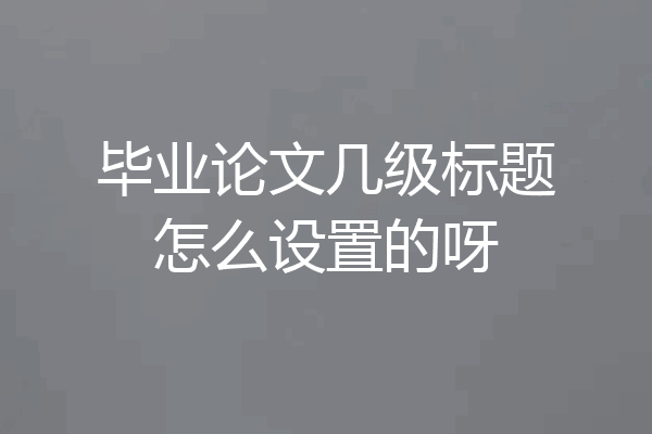 毕业论文几级标题怎么设置的呀