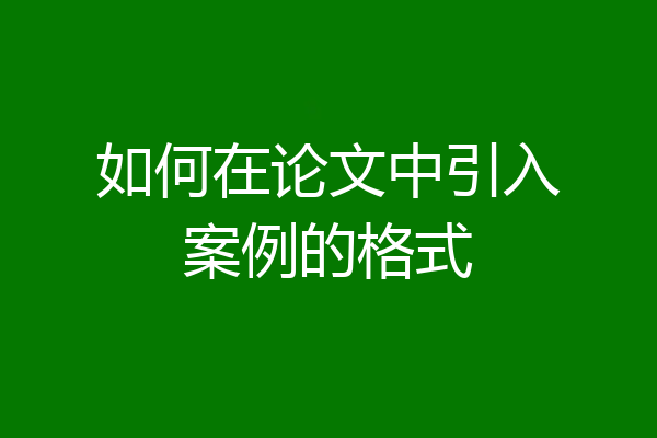 如何在论文中引入案例的格式