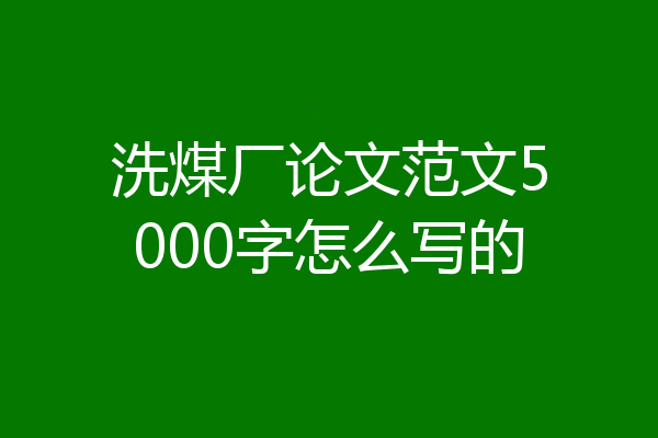 洗煤厂论文范文5000字怎么写的