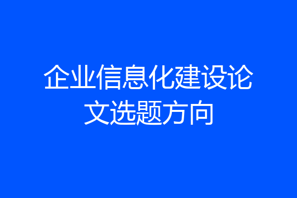 企业信息化建设论文选题方向