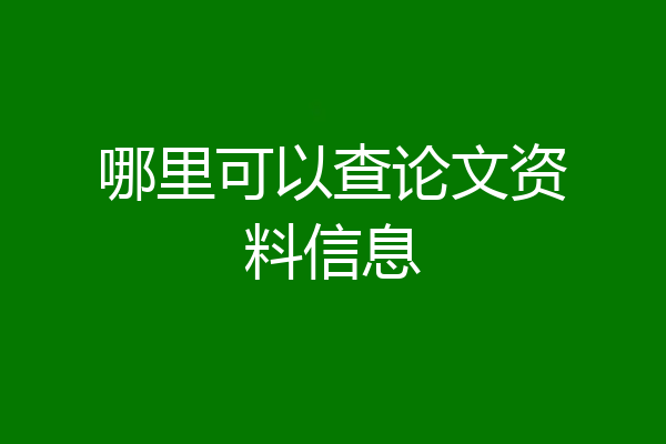 哪里可以查论文资料信息