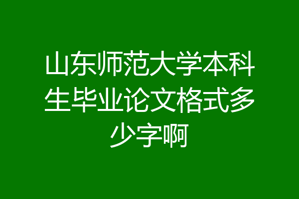 山东师范大学本科生毕业论文格式多少字啊