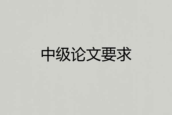 中级论文要求