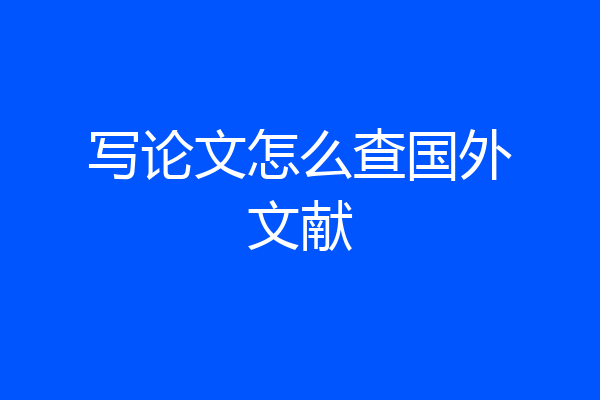 写论文怎么查国外文献