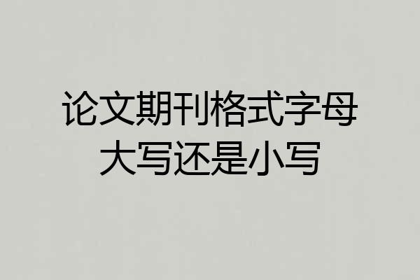 论文期刊格式字母大写还是小写