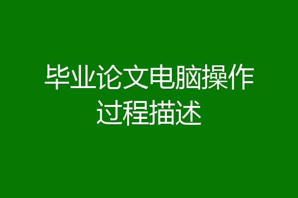 毕业论文电脑操作过程描述