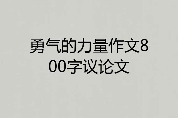 勇气的力量作文800字议论文