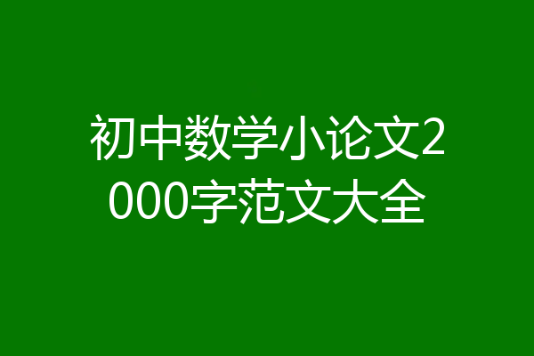 初中数学小论文2000字范文大全