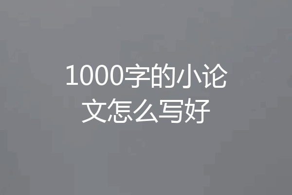 1000字的小论文怎么写好