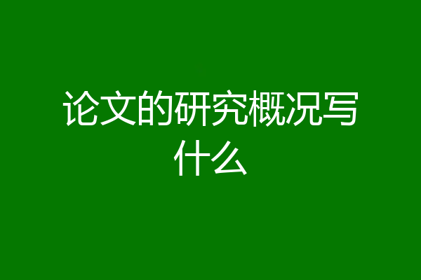 论文的研究概况写什么