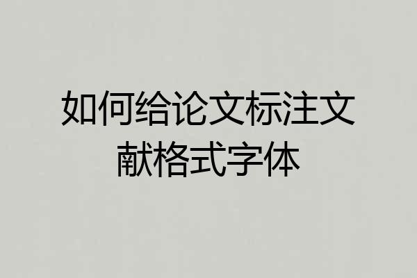 如何给论文标注文献格式字体
