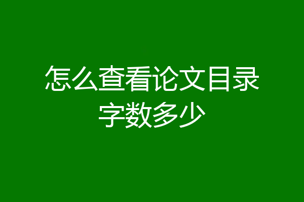 怎么查看论文目录字数多少