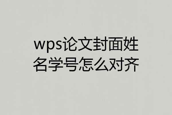 wps论文封面姓名学号怎么对齐