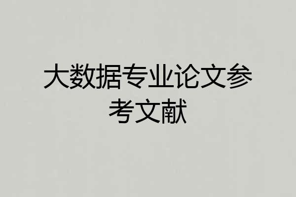 大数据专业论文参考文献