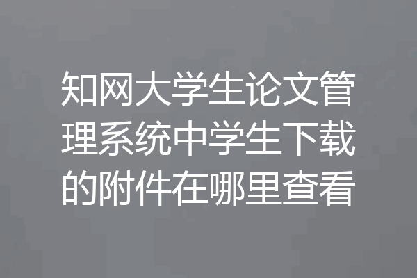 知网大学生论文管理系统中学生下载的附件在哪里查看