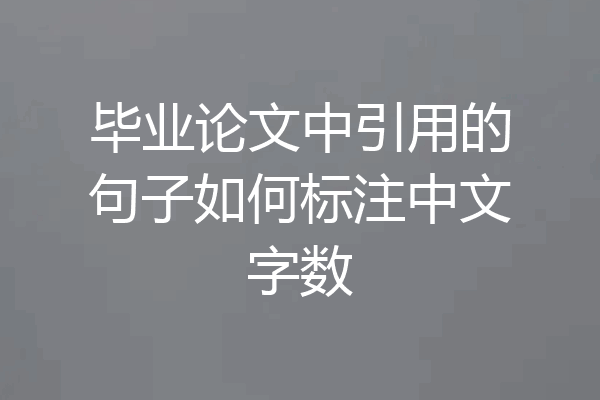 毕业论文中引用的句子如何标注中文字数