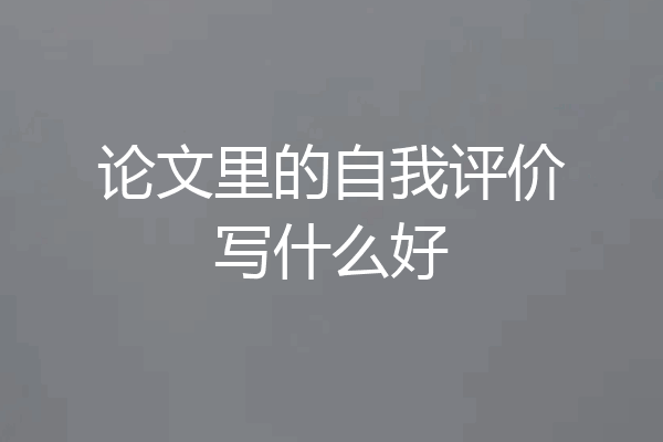 论文里的自我评价写什么好