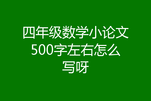 四年级数学小论文500字左右怎么写呀