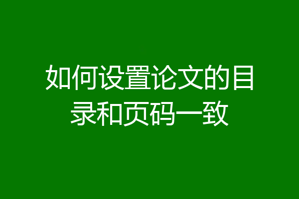 如何设置论文的目录和页码一致