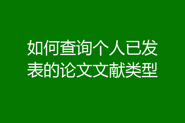 如何查询个人已发表的论文文献类型