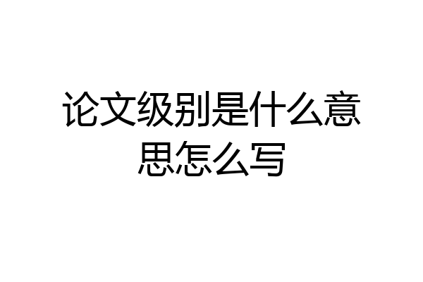 论文级别是什么意思怎么写