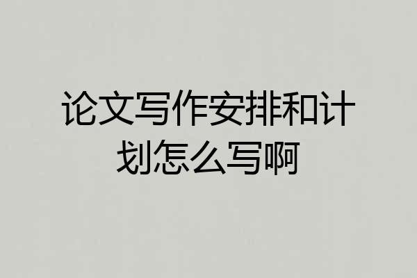 论文写作安排和计划怎么写啊