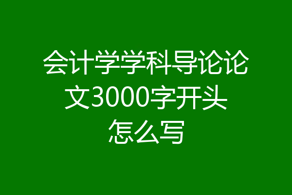 会计学学科导论论文3000字开头怎么写