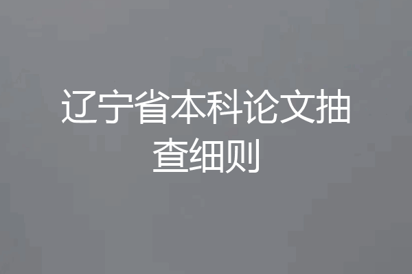 辽宁省本科论文抽查细则