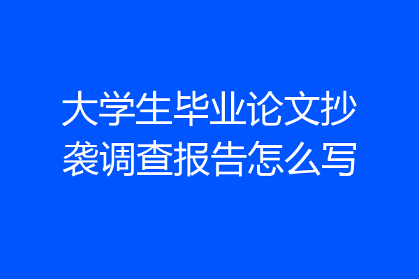 大学生毕业论文抄袭调查报告怎么写