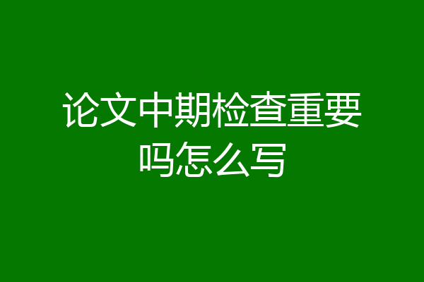 论文中期检查重要吗怎么写