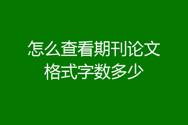 怎么查看期刊论文格式字数多少