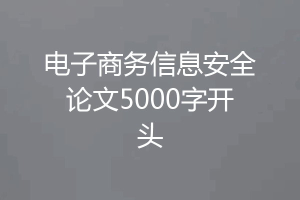电子商务信息安全论文5000字开头
