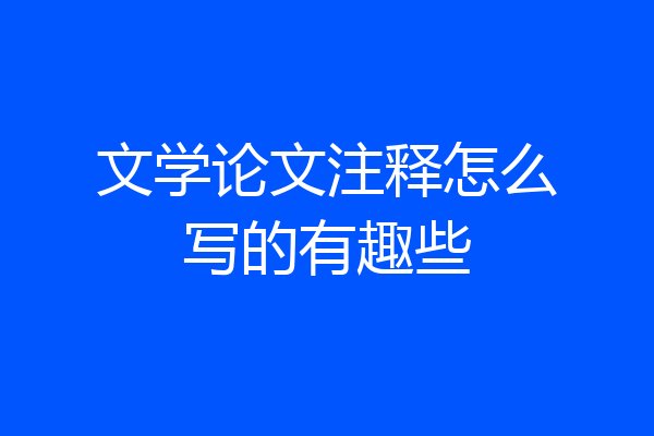 文学论文注释怎么写的有趣些