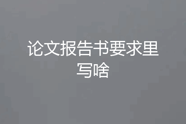 论文报告书要求里写啥