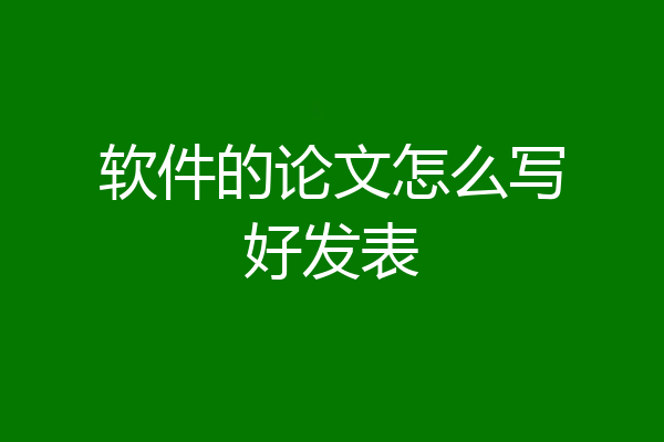 软件的论文怎么写好发表