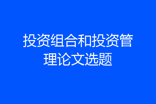 投资组合和投资管理论文选题
