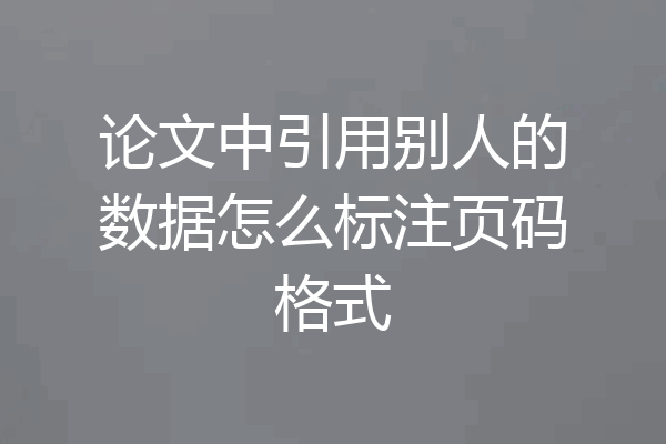 论文中引用别人的数据怎么标注页码格式