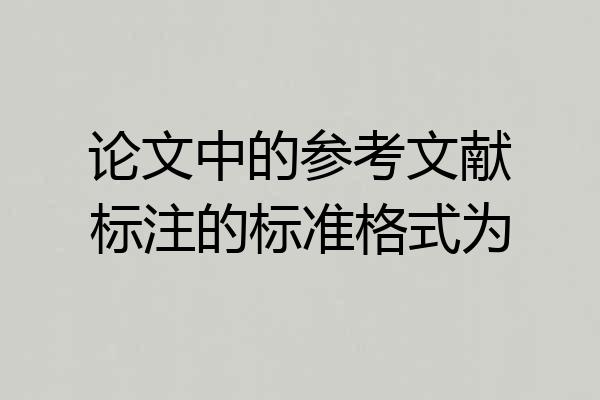 论文中的参考文献标注的标准格式为