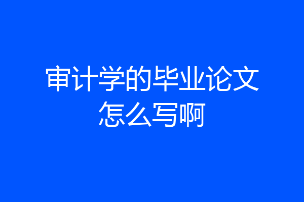 审计学的毕业论文怎么写啊